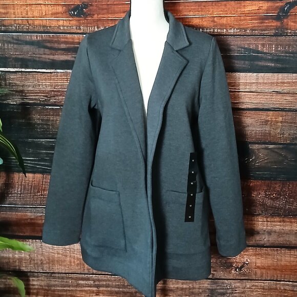 NWT Banana Republic Boyfriend Blazer M Gray Soft Knit Relaxed Jacket - Picture 2 of 11